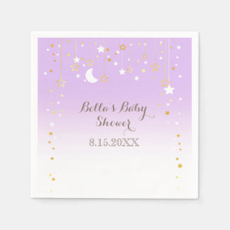 Violet Stars Moon Baby Shower Napkin