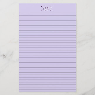 Violet Stationery Paper Monogram optional lines