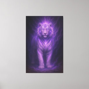 Violet Storm White Tiger – Ascended Aura Canvas Print