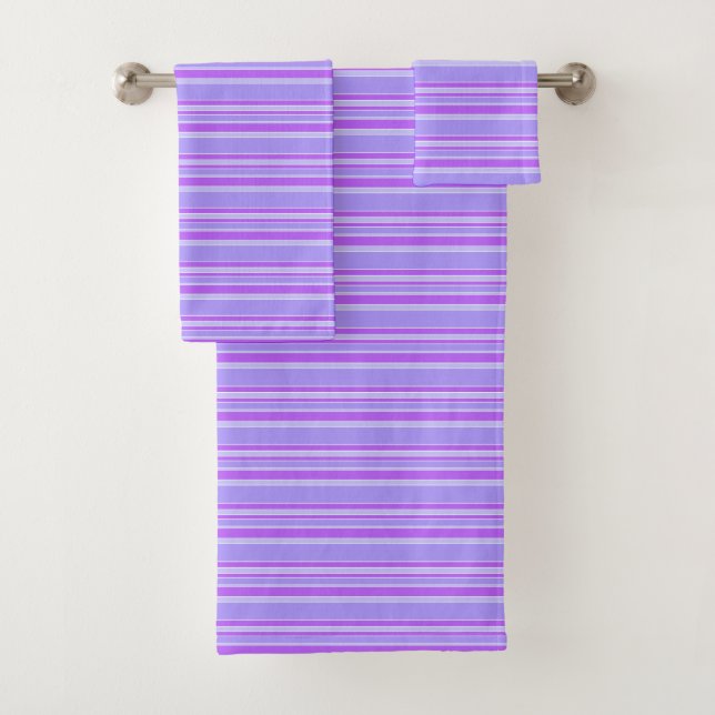 Violet stripes bath towel set (Insitu)
