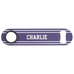 Violet Stripes custom monogram bottle opener