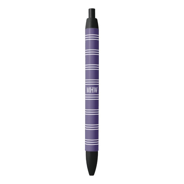 Violet Stripes custom monogram pens (Front Vertical)