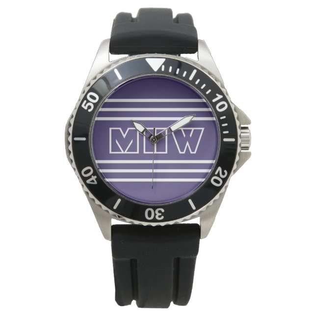 Violet Stripes custom monogram watches (Front)