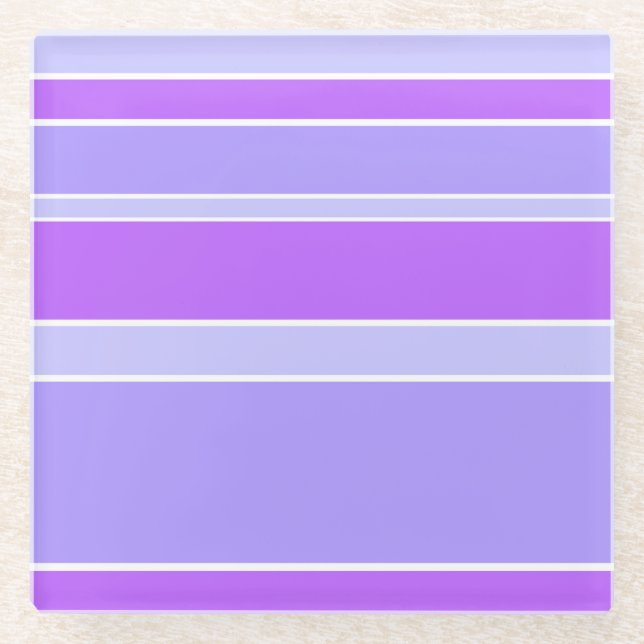 Violet stripes glass coaster (Front)