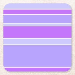 Violet stripes square paper coaster