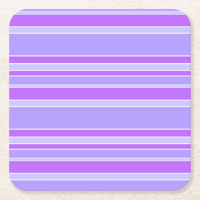 Violet stripes square paper coaster (Front)