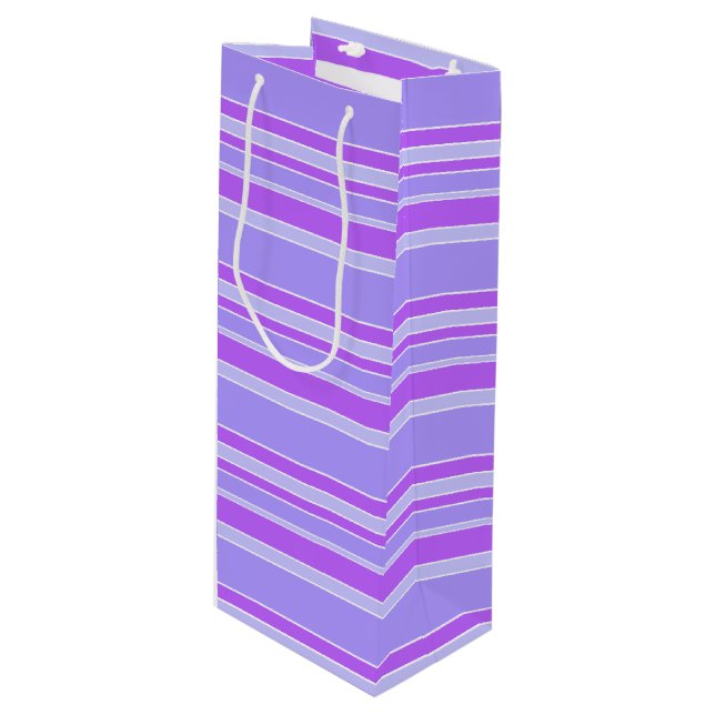Violet stripes wine gift bag (Front Angled)