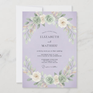 Violet Succulent Leaf Wedding Invitation