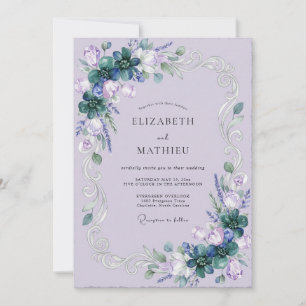 Violet Succulent Romantic Eucalyptus Wedding Invitation