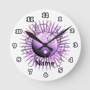 Violet Swirl Yin Yang Round Clock