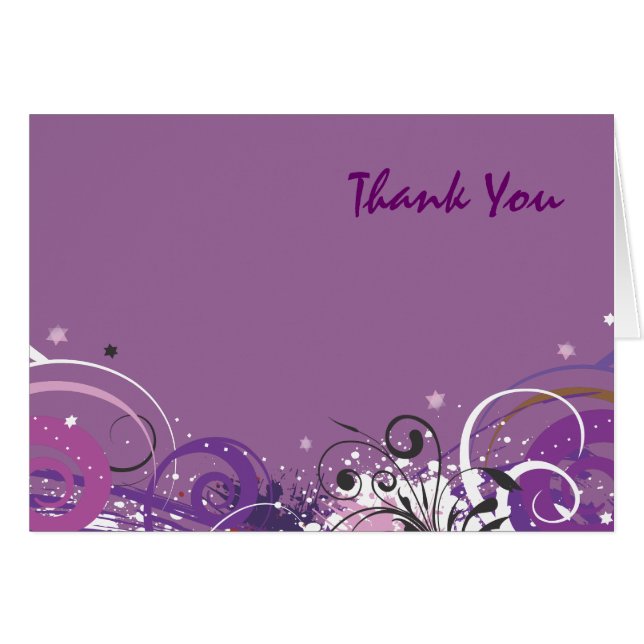 VIOLET SWIRLS Bat Mitzvah Invitation Thank You (Front Horizontal)