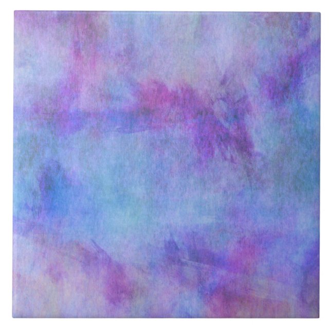 Violet Teal Purple Watercolor Background Tile (Front)
