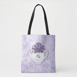 Violet Teapot All Over Print Tote Bag