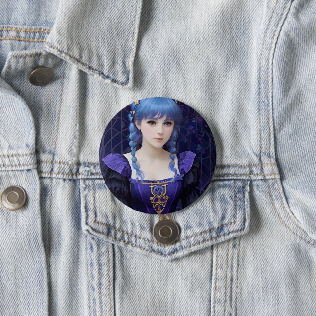 Violet the Cute Dark Academia Girl Fantasy Art 7.5 Cm Round Badge (In Situ)