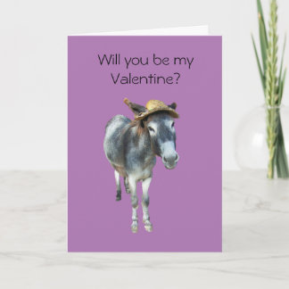 Violet the Donkey in Straw Hat with Flowers Holiday Card