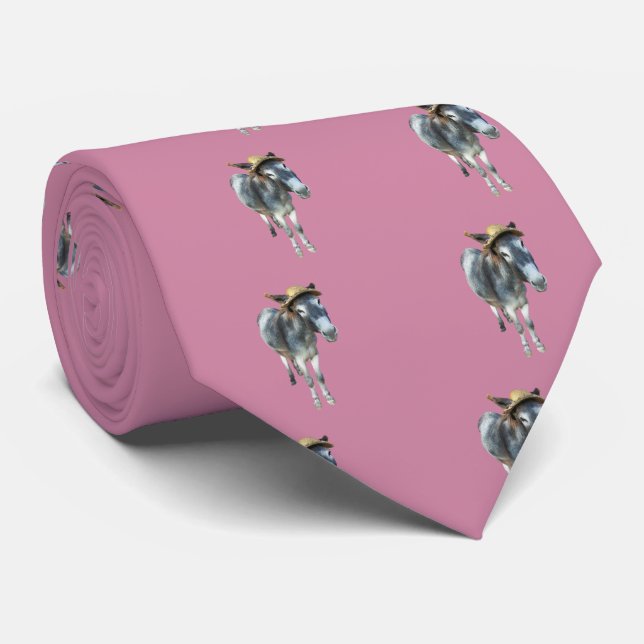 Violet the Donkey in Straw Hat with Flowers Tie (Rolled)