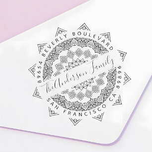 Violet Third Eye Mandala Script Return Address Self-inking Stamp