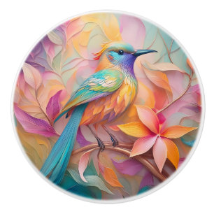 Violet Throated Songbird Fantasy Bird Ceramic Knob