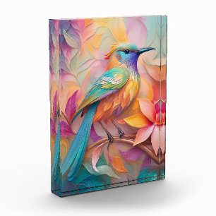 Violet Throated Songbird Fantasy Bird Photo Block