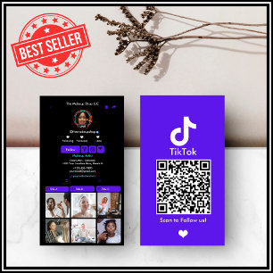 Violet TikTok Social Media QR Code Business Card