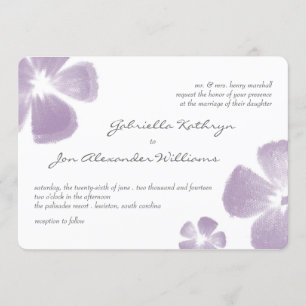 Violet Tropical Watercolor Flowers Wedding Invites