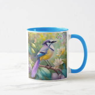 Violet Tufted Jay Fantasy Bird Mug