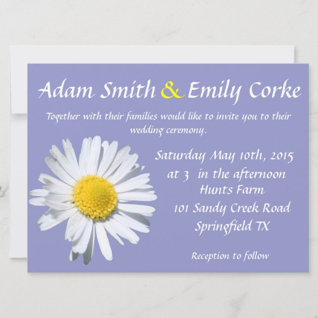 Violet Tulip Daisy Wedding Invitation (Front)