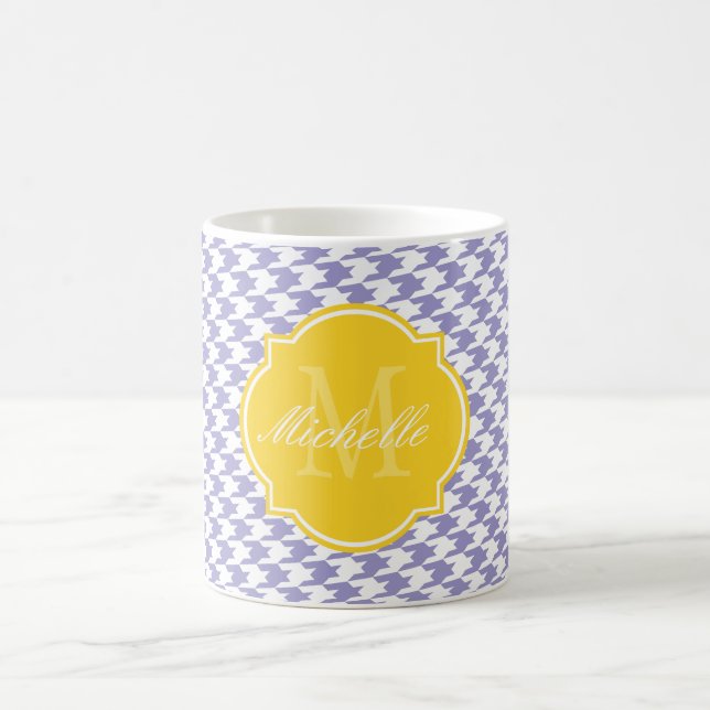 Violet Tulip Houndstooth Monogram Mug (Center)