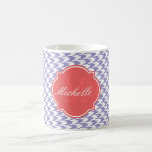 Violet Tulip Houndstooth Monogram Mug