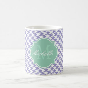 Violet Tulip Houndstooth Monogram Mug