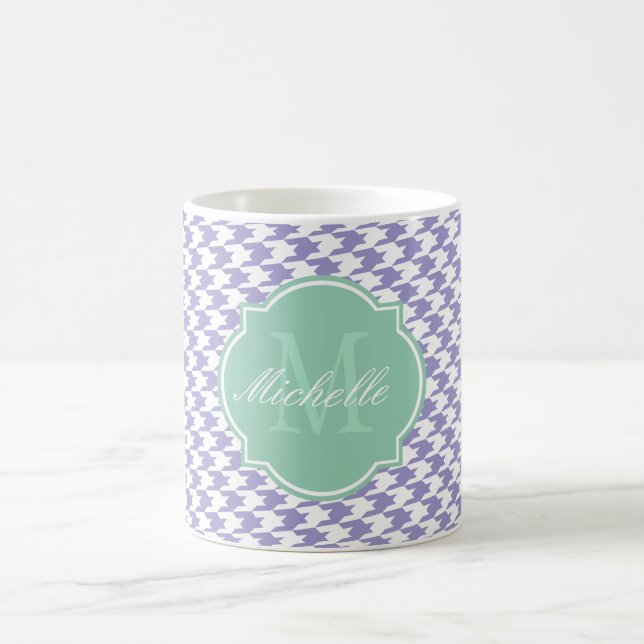 Violet Tulip Houndstooth Monogram Mug (Center)