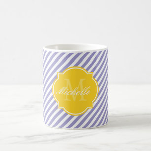 Violet Tulip Stripe Monogram Mug