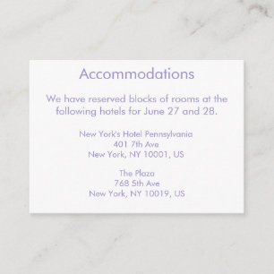 Violet Tulip Wedding Accommodations Business Cards