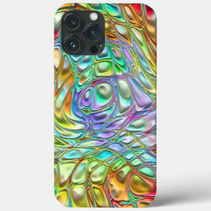 Violet Turquoise Orange Pink Retro Swirl Pattern iPhone 13 Pro Max Case
