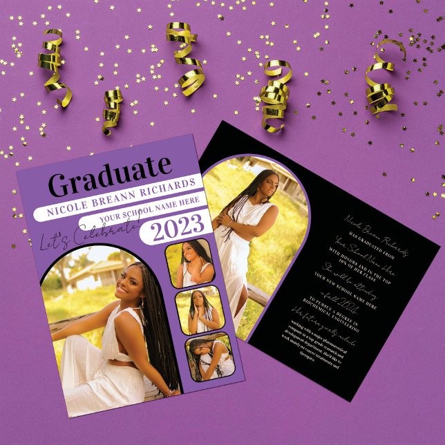 Violet Typography Photo Graduation Announcement (Creator Uploaded)