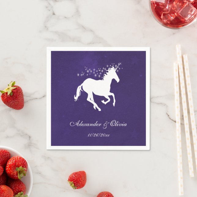 Violet Unicorn Bridal Shower Napkin (Insitu)