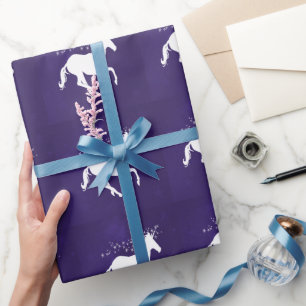 Violet Unicorn Wedding Wrapping Paper