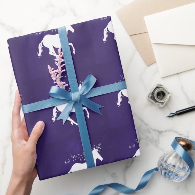 Violet Unicorn Wedding Wrapping Paper (Gifting)