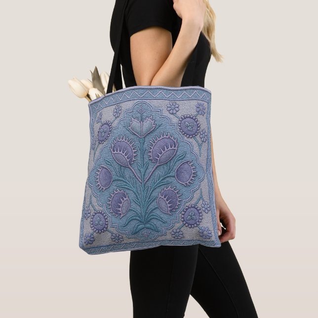 Violet Venus Fly Trap Tote Bag (Close Up)