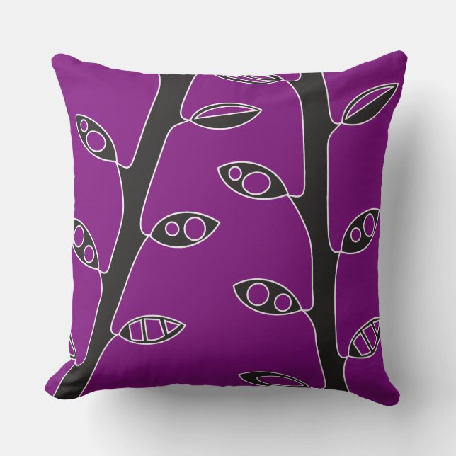 Violet VINES Retro DESIGN Throw Pillow (Front)