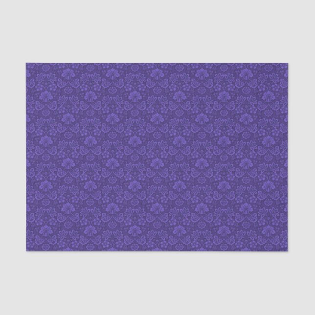 Violet Vintage Damask Tissue Paper (Front)