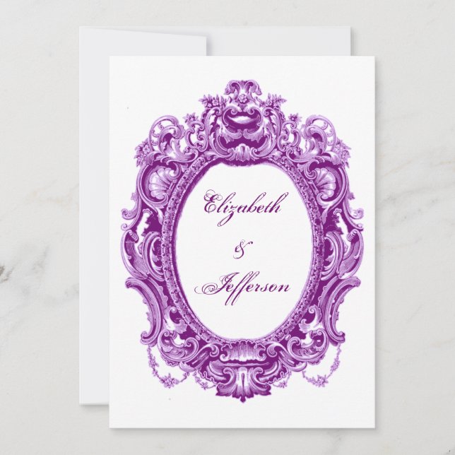 Violet Vintage Frame Wedding Invitations (Front)