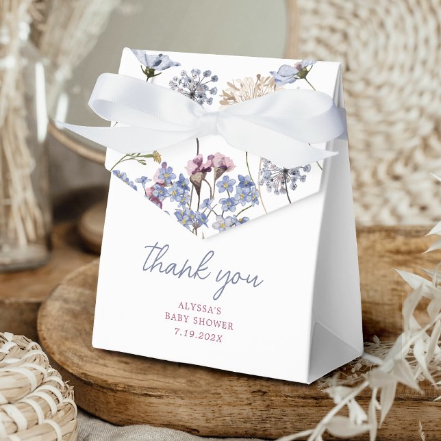 Violet Vintage Wildflower Baby Shower Favour Box (Violet Vintage Wildflower Baby Shower Favor Bags Favor Boxes)