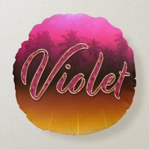 Violet Vorname Name golden pink Kissen Round Cushion