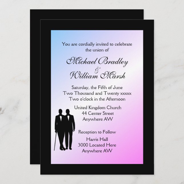 Violet Voyeur Gay Wedding Invitation (Front/Back)