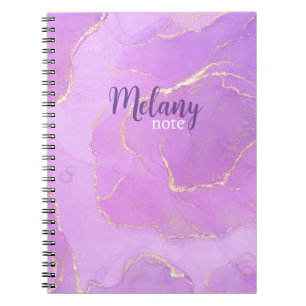 Violet watercolor and glitter extra large  notebook