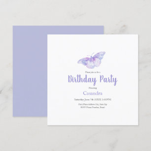 Violet Watercolor Butterfly Invitation