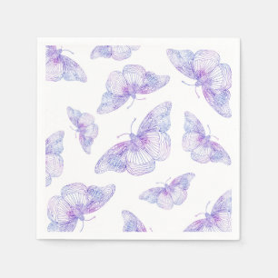 Violet Watercolor Butterfly Pattern Napkin
