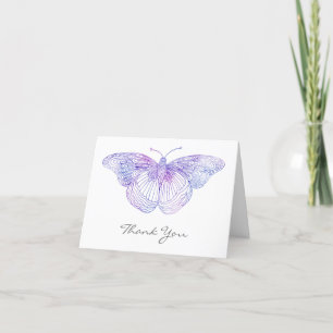 Violet Watercolor Butterfly Thank You Card