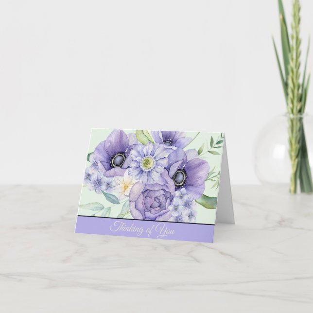 Violet watercolor floral customizable note card (Front)